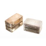A George III silver snuff box, the hinged lid inscribed J. Rogers, gilded interior, London 1816; and