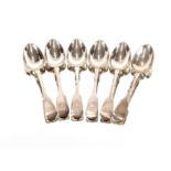 Six Victorian silver Fiddle pattern teaspoons, London 1839; and four William IV similar London 1830