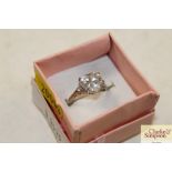 A 925 heart shaped white stone set ring
