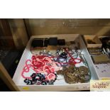 A tray box of various costume jewellery to include