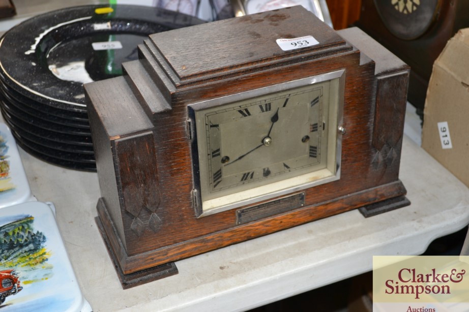 A P.S.Phillips & Co. of Hull Art Deco oak mantel c