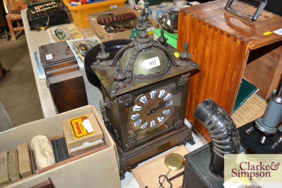 A 19th Century bronze mantel clock