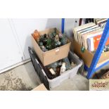 Two boxes containing various vintage glass and stoneware