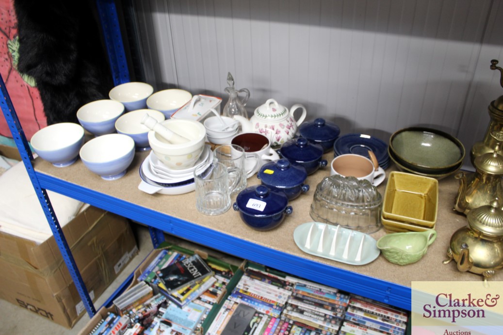 Are Denby soup bowl, plates, a Portmeirion teapot