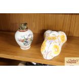 A Beswick decorative wall pocket; and a Satsuma va