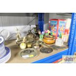 A quantity of metal ware and ornaments to include