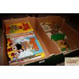 Two boxes containing various children's annuals in