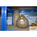 Two bamboo effect vases