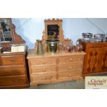 A modern stripped pine chest fitted six drawers; a