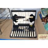 A case containing six each fish knives and forks a