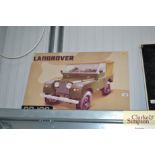 A reproduction series one Land Rover sign, with at