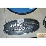 A reproduction "Land Rover" plaque