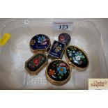 A collection of six various floral enamel decorate