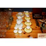 A Wedgwood covered bowl on stand, Coalport coffee