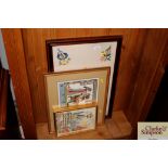 Four various framed and glazed embroideries