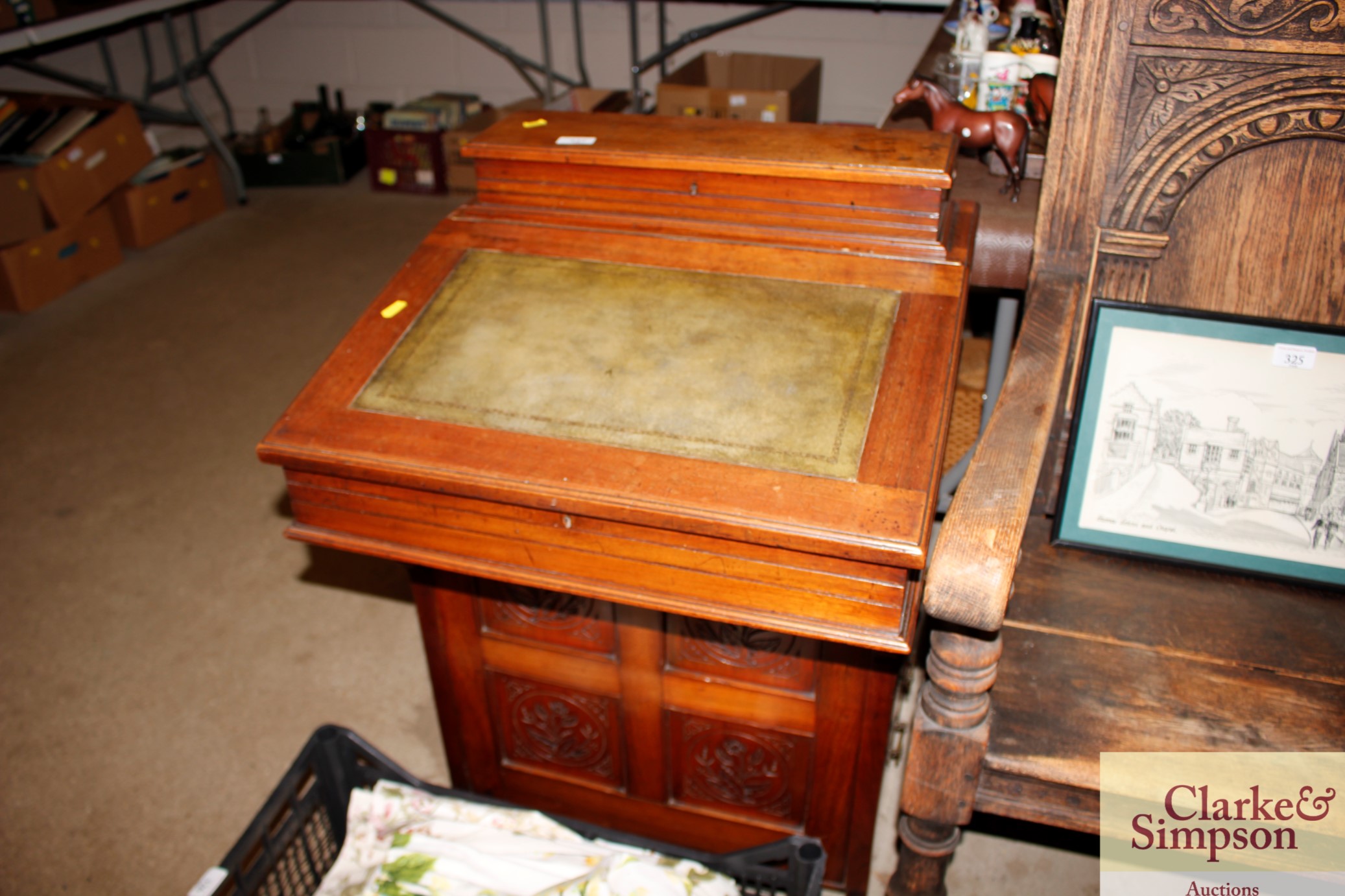 An Edwardian walnut Davenport