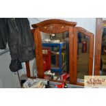 A large hardwood framed triple folding mirror