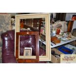 Three mahogany picture frames; one other painted p