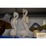Two wooden Seahorse figures