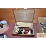 A box of costume jewellery etc.