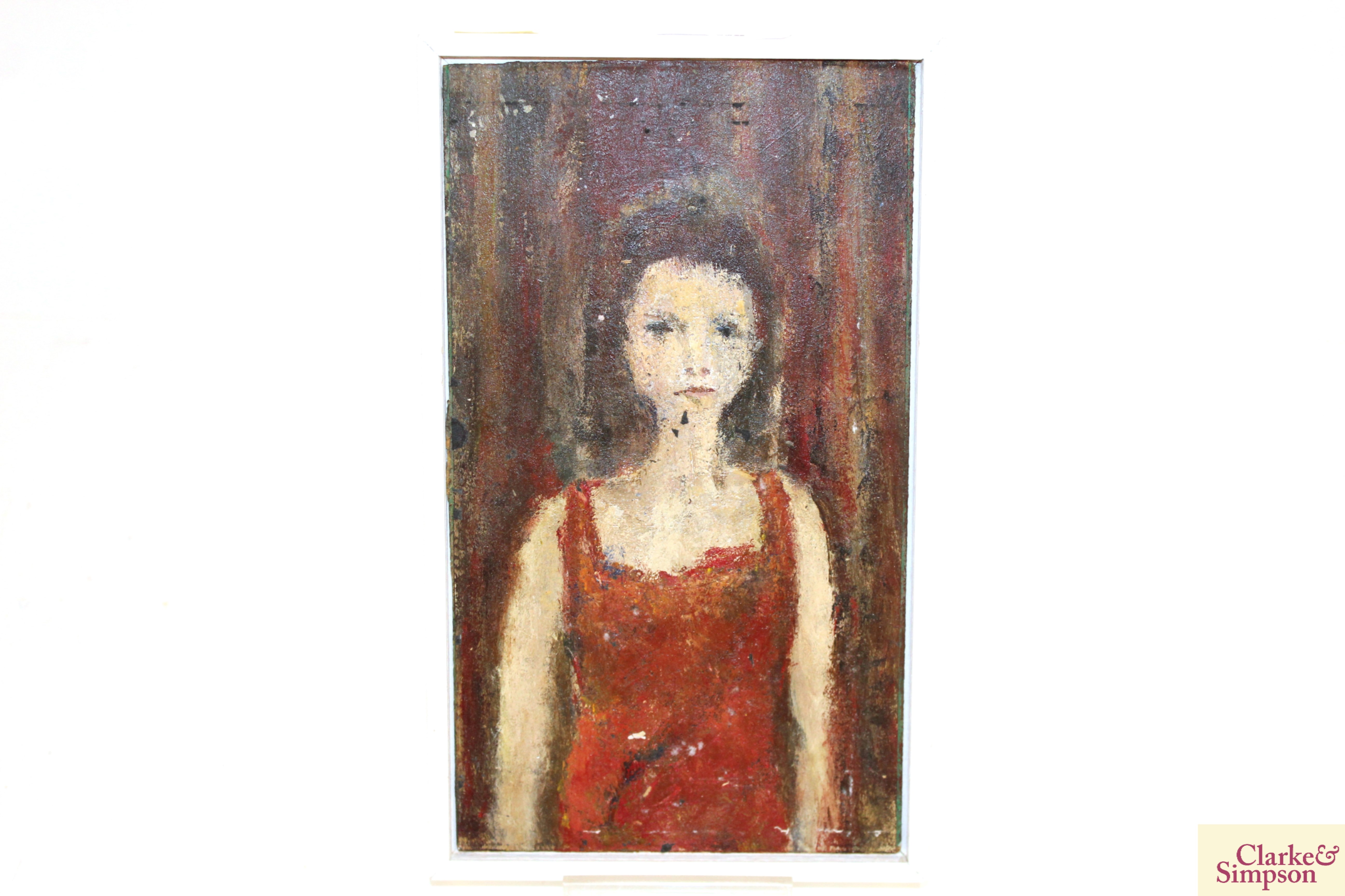 Robert Sadler, figurative study of woman in red dr