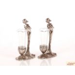 A pair of Art Nouveau style spill vases, 10cm high