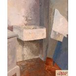 Arthur Oldham, oil on board, "Sink" signed and dat