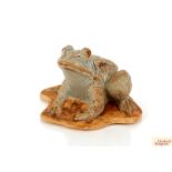 A Bernard Rooke pottery study of a frog seated on