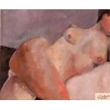 20th Century school, oils on canvas, pair of nude