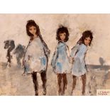 Robert Sadler, "Three Children" acrylic on board N