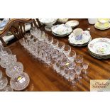 A collection of various table glassware including