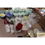 A quantity of various glassware to include; vases,