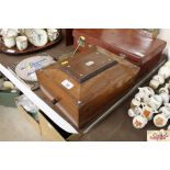 A Victorian rosewood sarcophagus shaped workbox wi