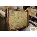 An antique map of Pembrokeshire in oak frame