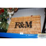 An F&M wicker picnic hamper