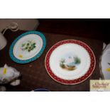 Two Minton cabinet plates with jewelled border