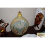 A Bernard Rooke pottery lamp decorated butterflies