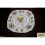 A Royal Albert bone china cake plate with floral d