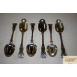 Six silver "Kings" pattern table spoons