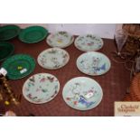 Six Canton plates decorated famille rose birds and