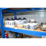 A quantity of blue and white china together with a