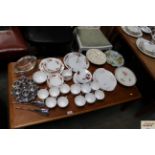 A quantity of cake plates; Duchess and Windsor te