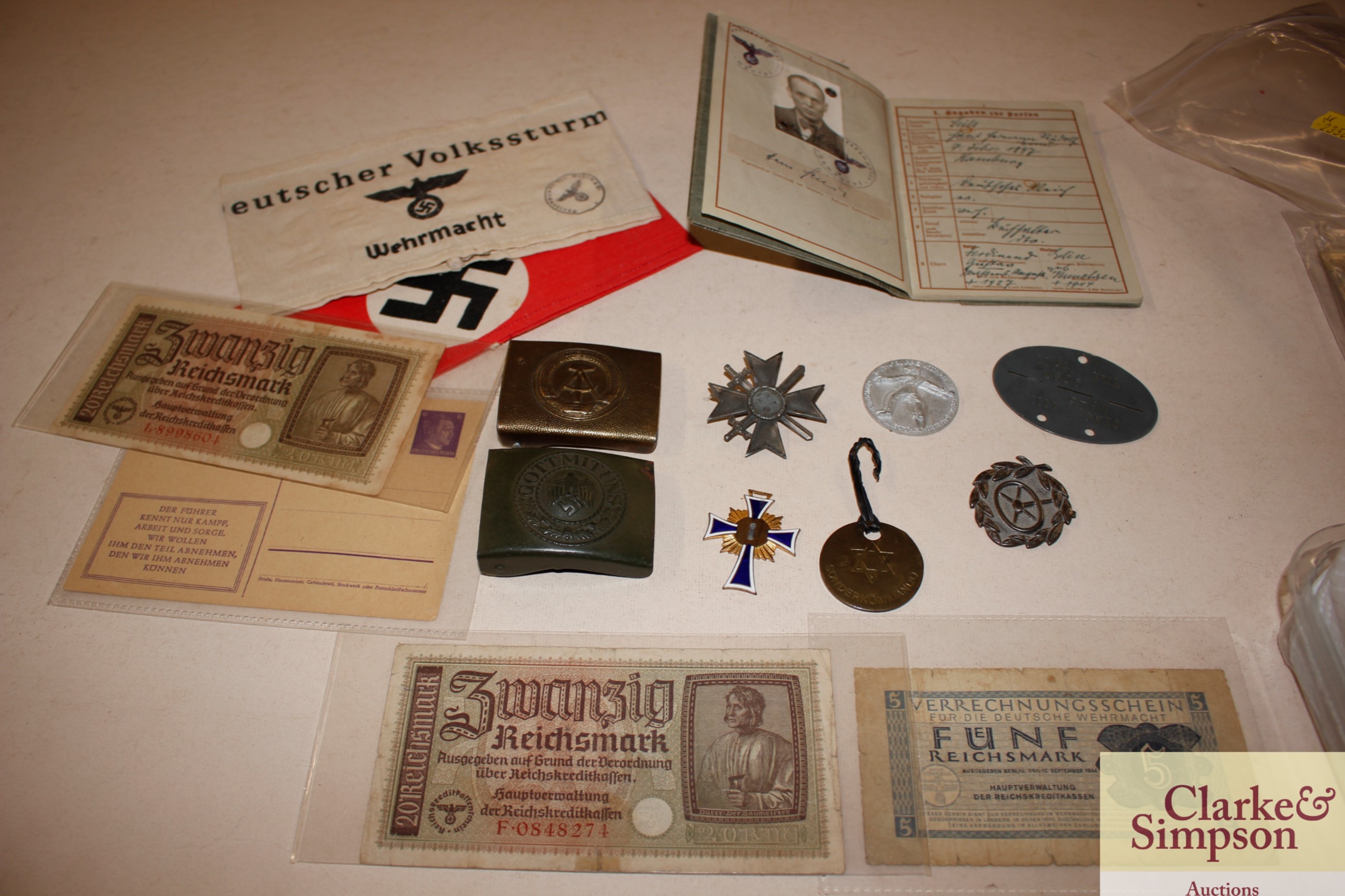 German WW2 badges, ephemera, photos and armbands