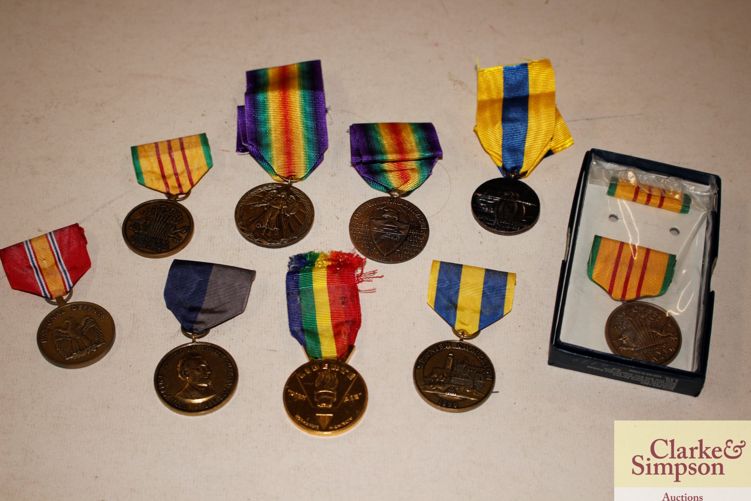 US medal collection of nine including one boxed