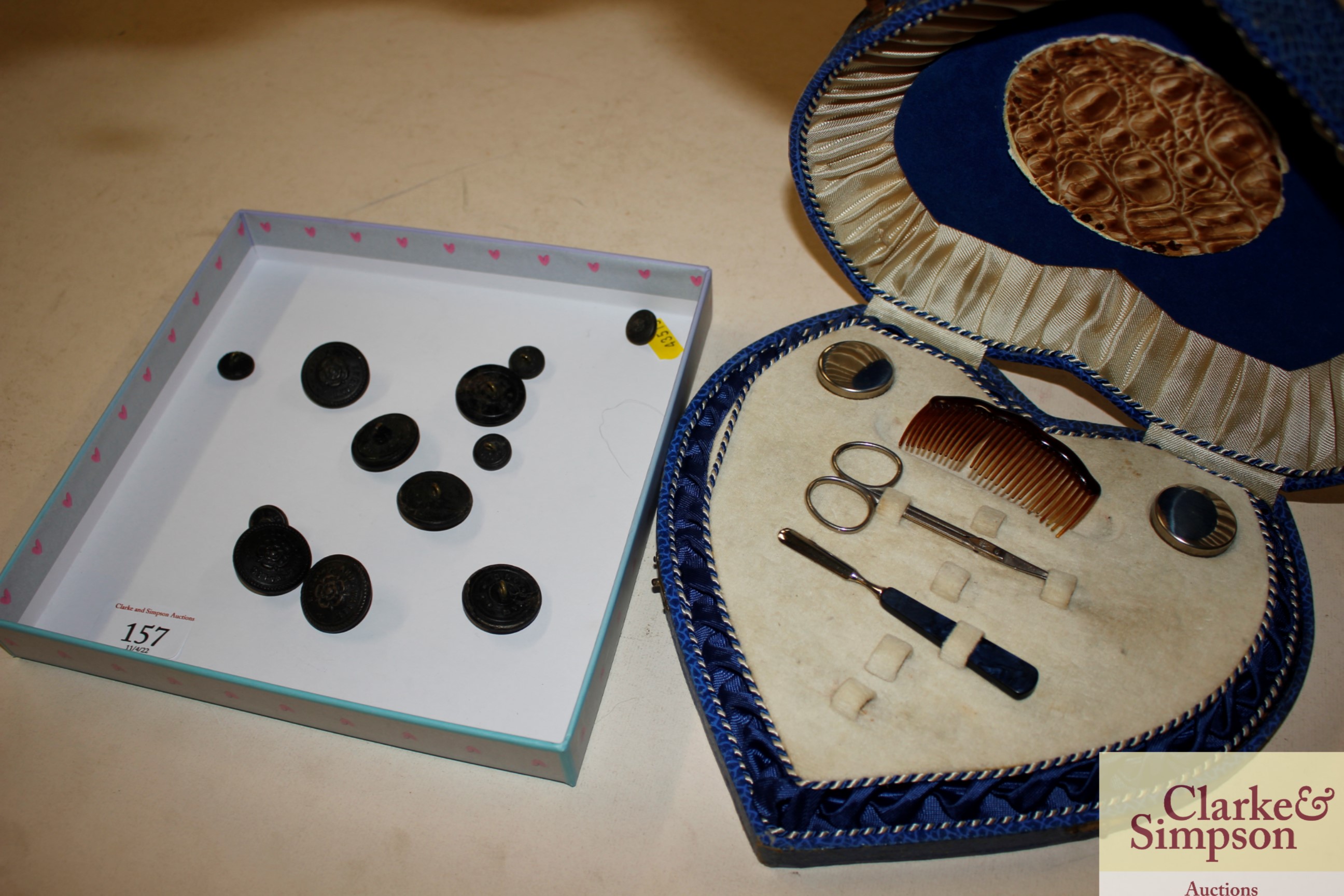 A part manicure set; together with a collection of miscellaneous buttons