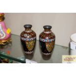 A small pair of cloisonné baluster vases