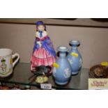 A Royal Doulton figurine "A Victorian Lady"; a sma