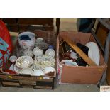 Two boxes of various sundry glass and china etc to