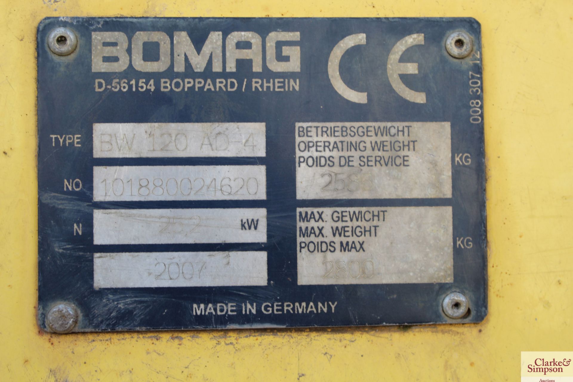 Bomag BW 120 AD-4 double drum roller. 2007. 1,346 hours. Serial number 101880024620. Owned from new. - Image 11 of 11