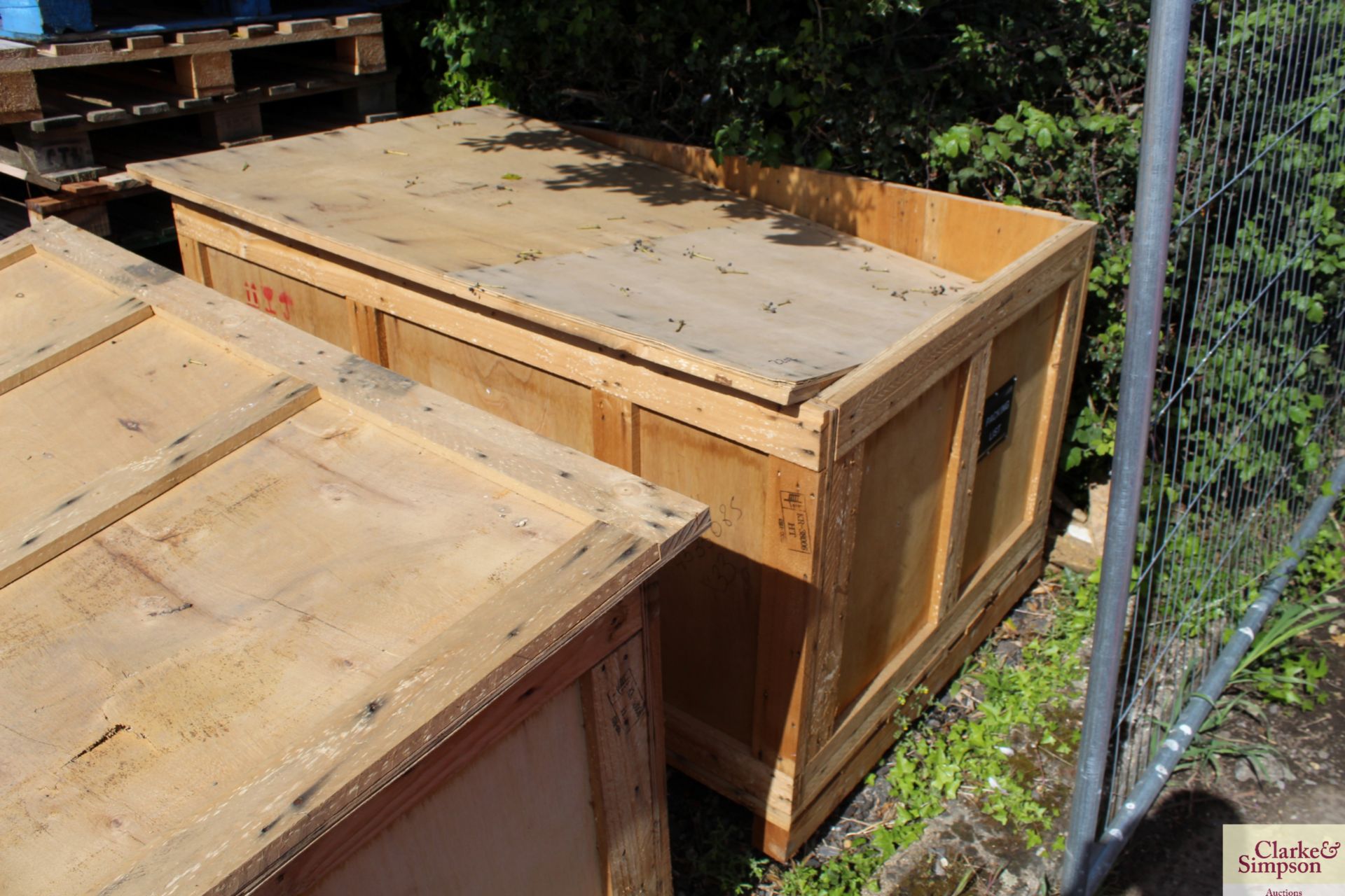 Large wooden crate with lid.